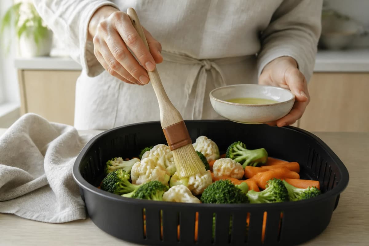 Mængde, kurv og placering – redaktionel illustration til airfryer-guide