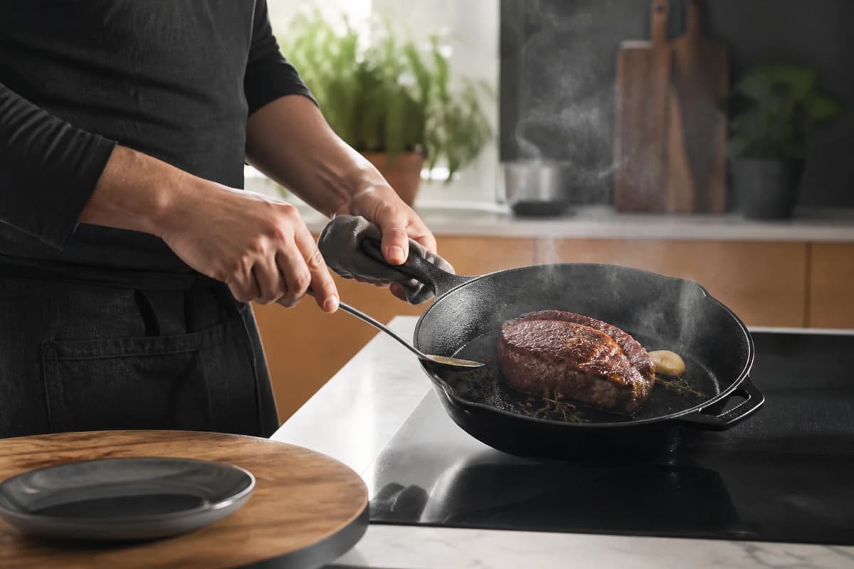 Tør og brun overfladen – redaktionel illustration til sous vide-guide