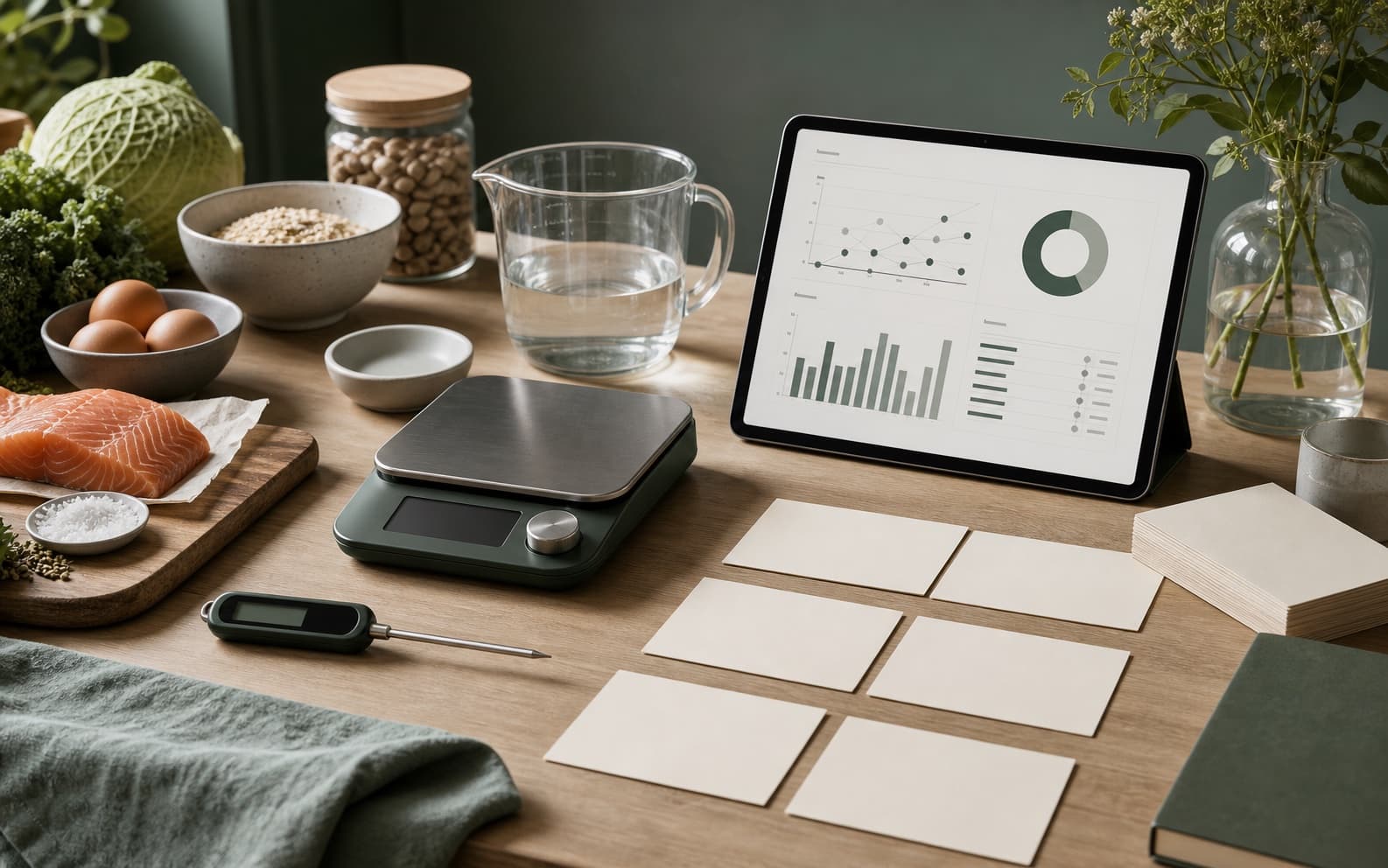 Dokumenterede data med råvarer og måleudstyr