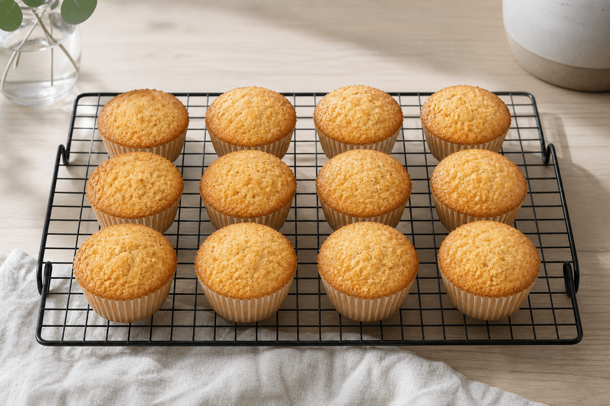 Kokosmuffins anrettet i Madblikkets lyse nordiske billedstil