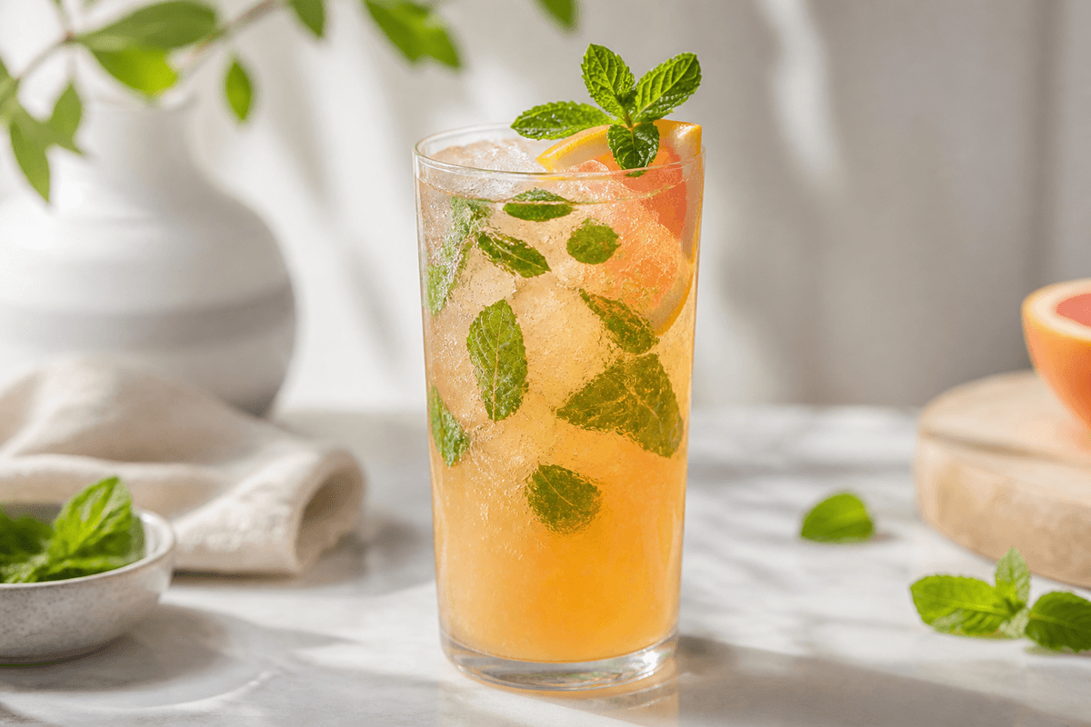 Summer Breeze cocktail anrettet i Madblikkets lyse nordiske billedstil