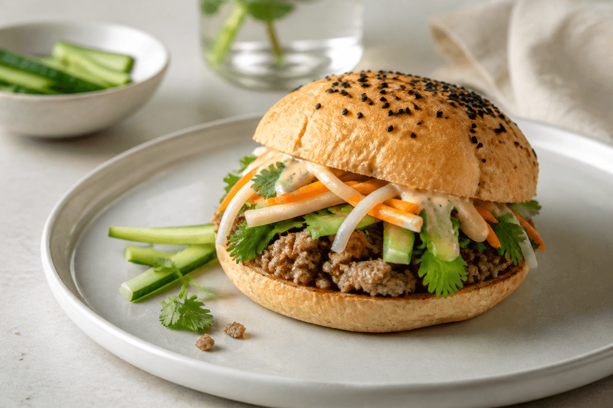 Banh Mi Burger anrettet i Madblikkets lyse nordiske billedstil