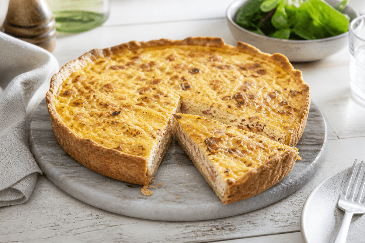 Quiche lorraine anrettet i Madblikkets lyse nordiske billedstil
