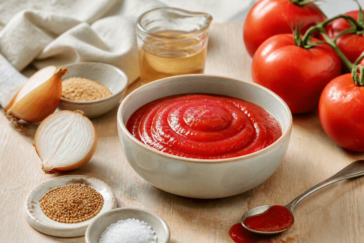 Ketchup anrettet i Madblikkets lyse nordiske billedstil