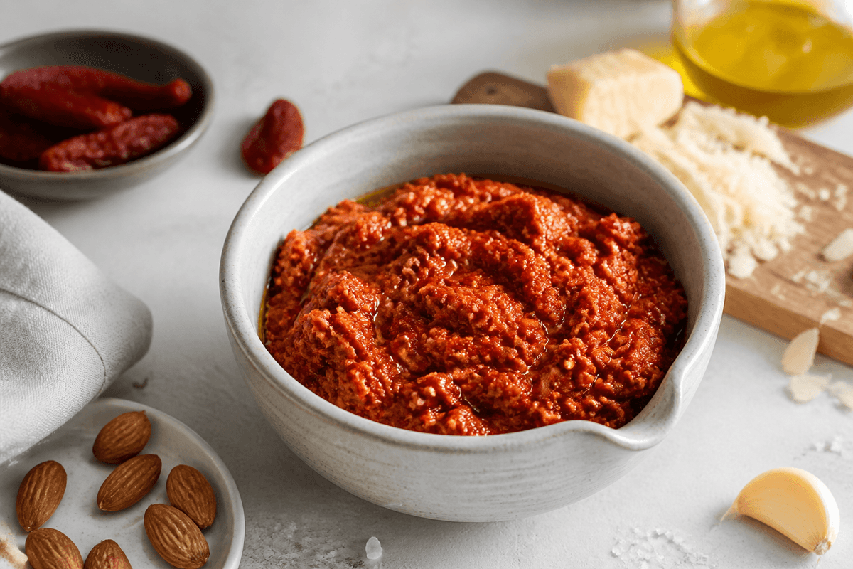 Tomatpesto anrettet i Madblikkets lyse nordiske billedstil