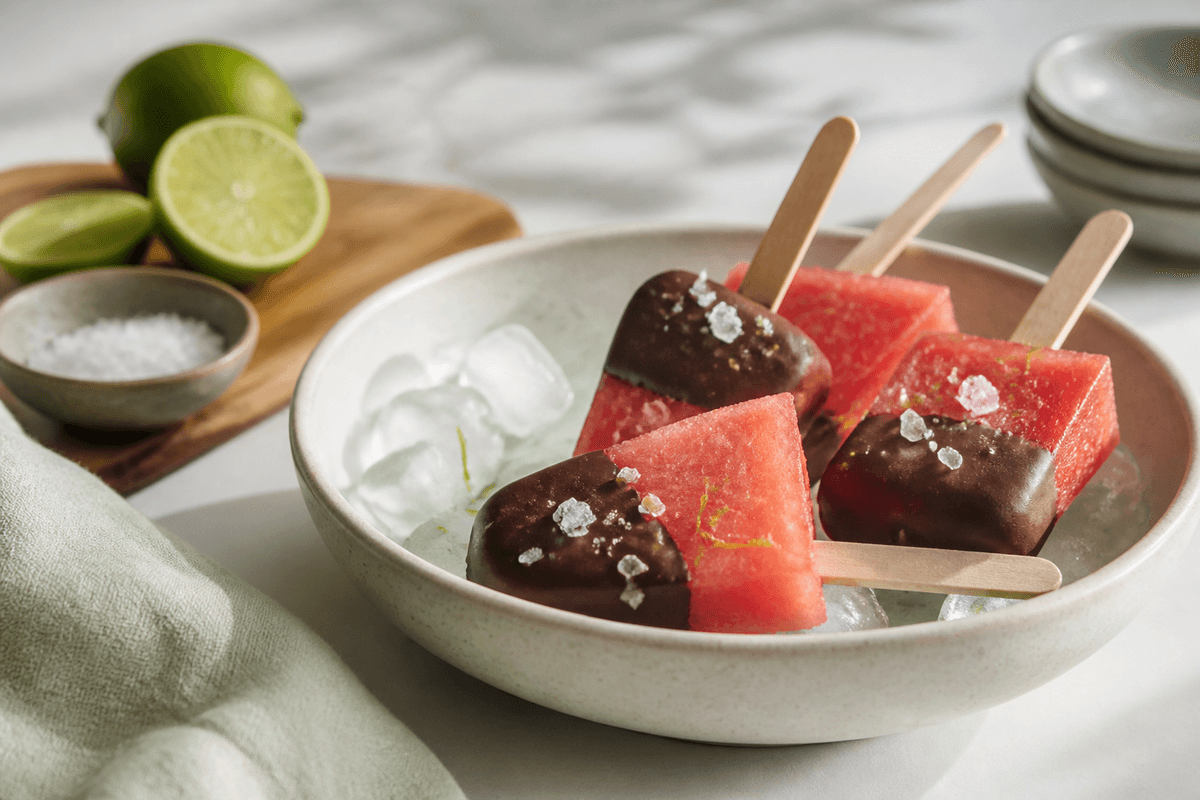 Melon is med chokolade anrettet i Madblikkets lyse nordiske billedstil