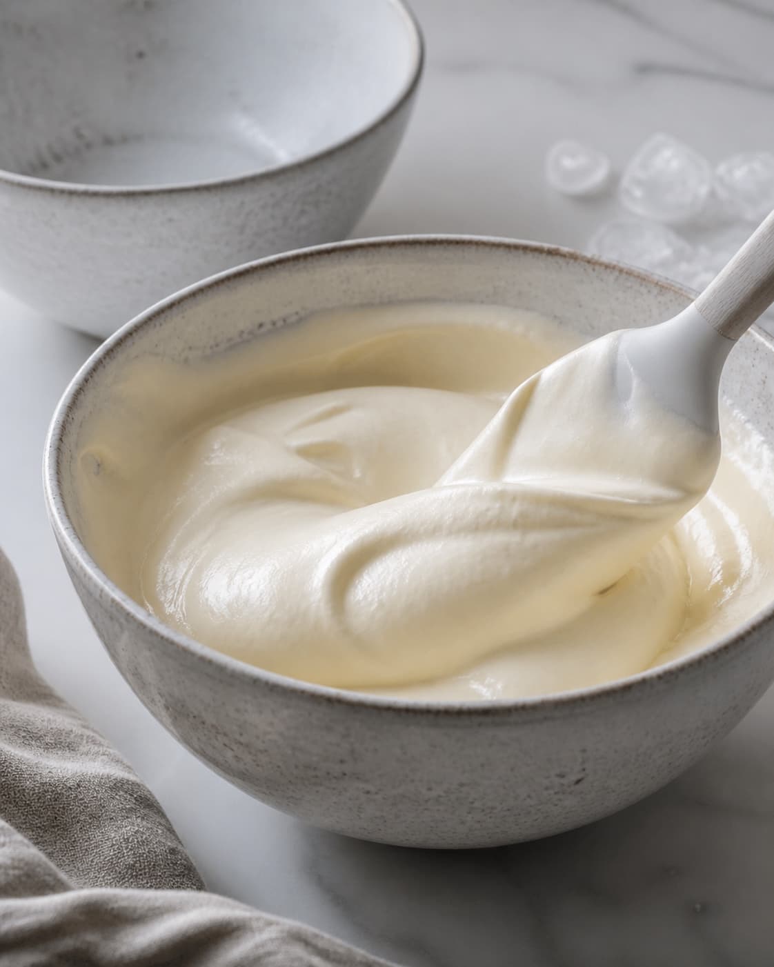 Afkølet sabayon og blødt pisket fløde foldes skånsomt i mascarpone til en glat luftig creme, der holder et blødt bånd