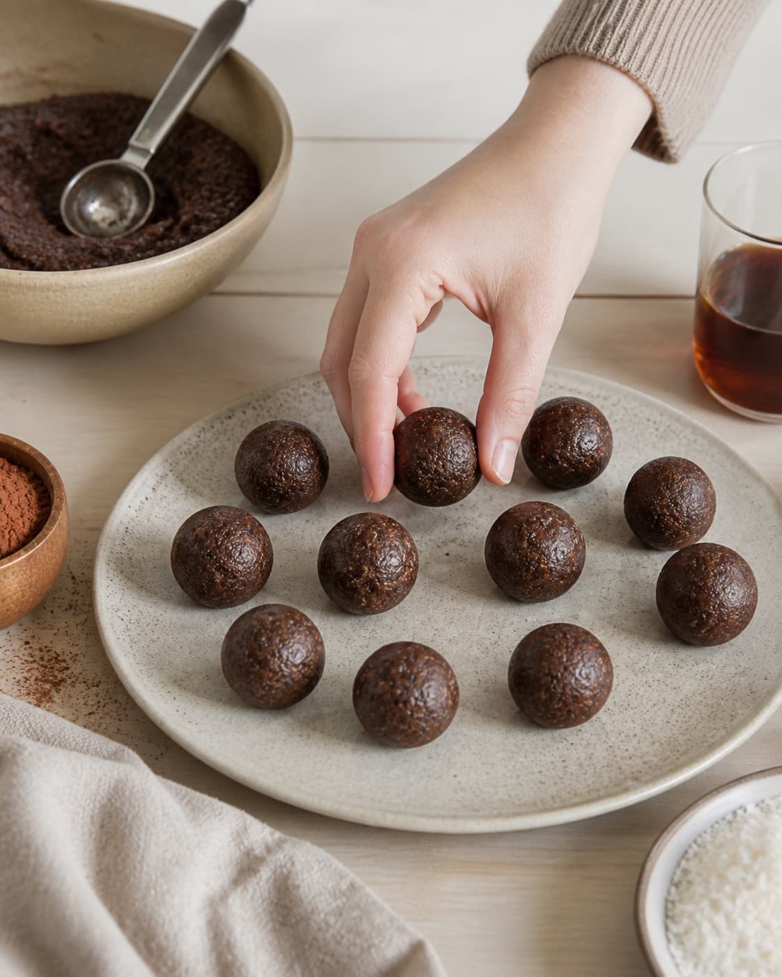 romkugler being portioned evenly before baking under tilberedningen af romkugler