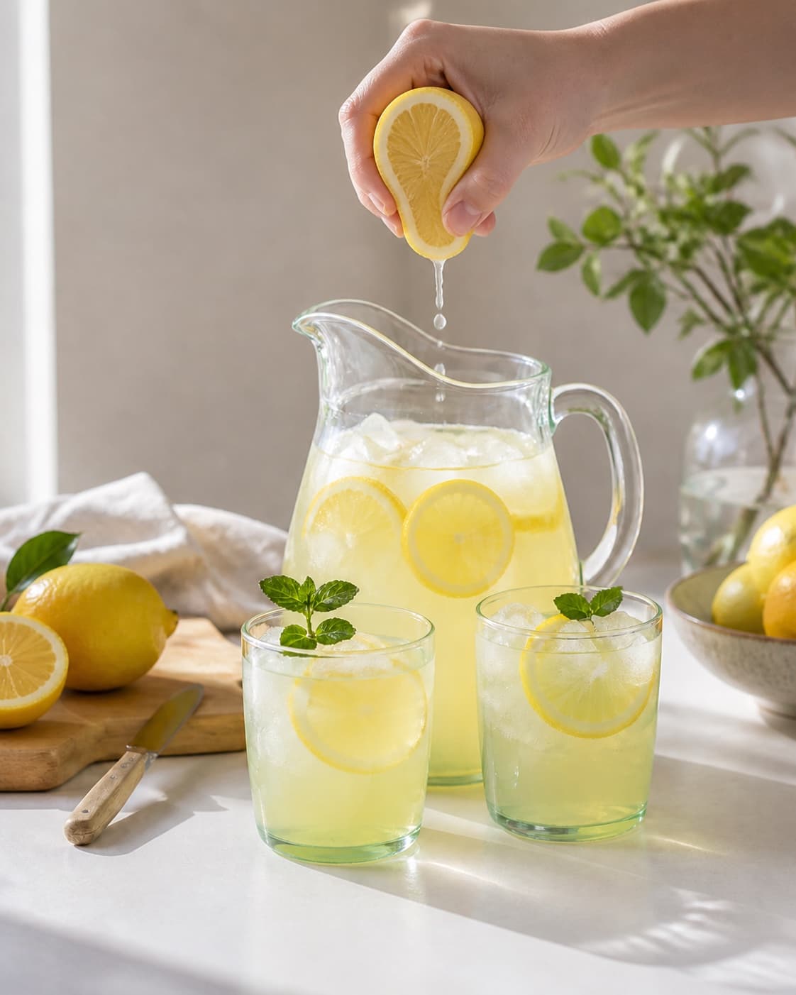 The flavour balance of lemonade med citron being adjusted under tilberedningen af lemonade med citron