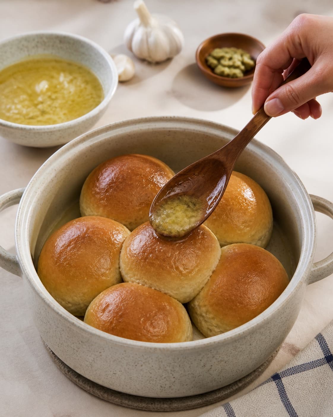 The texture of varme hveder being adjusted in the pot under tilberedningen af varme hveder