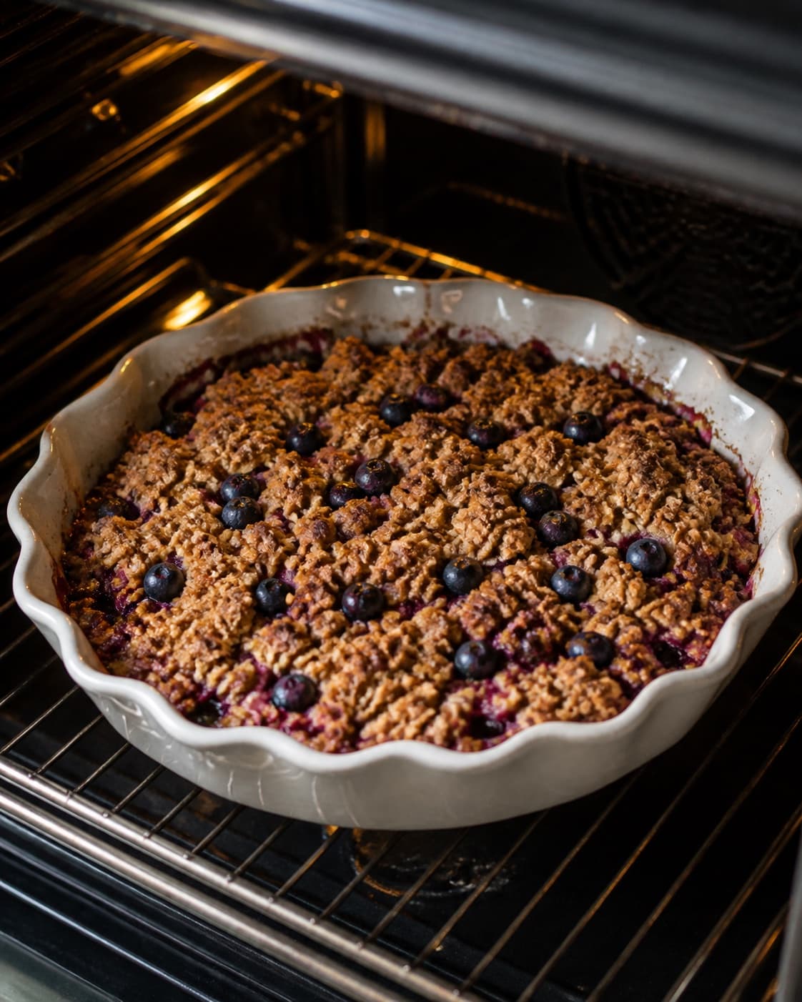 crumble med bær og havregryn til morgenmad baking until golden with a visibly set centre under tilberedningen af crumble med bær og havregryn til morgenmad