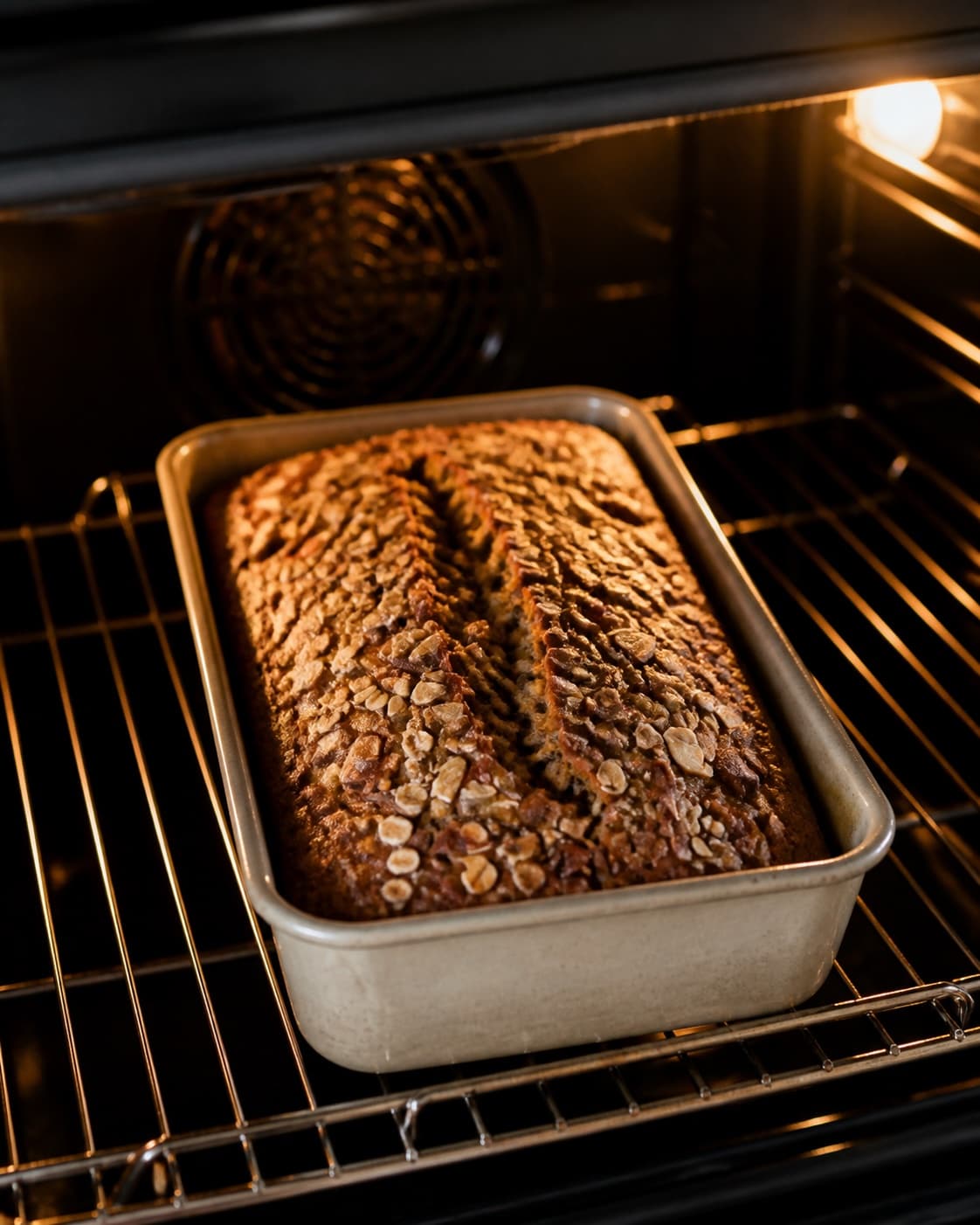 bananbrød med surdej og chokolade baking until golden with a visibly set centre under tilberedningen af bananbrød med surdej og chokolade