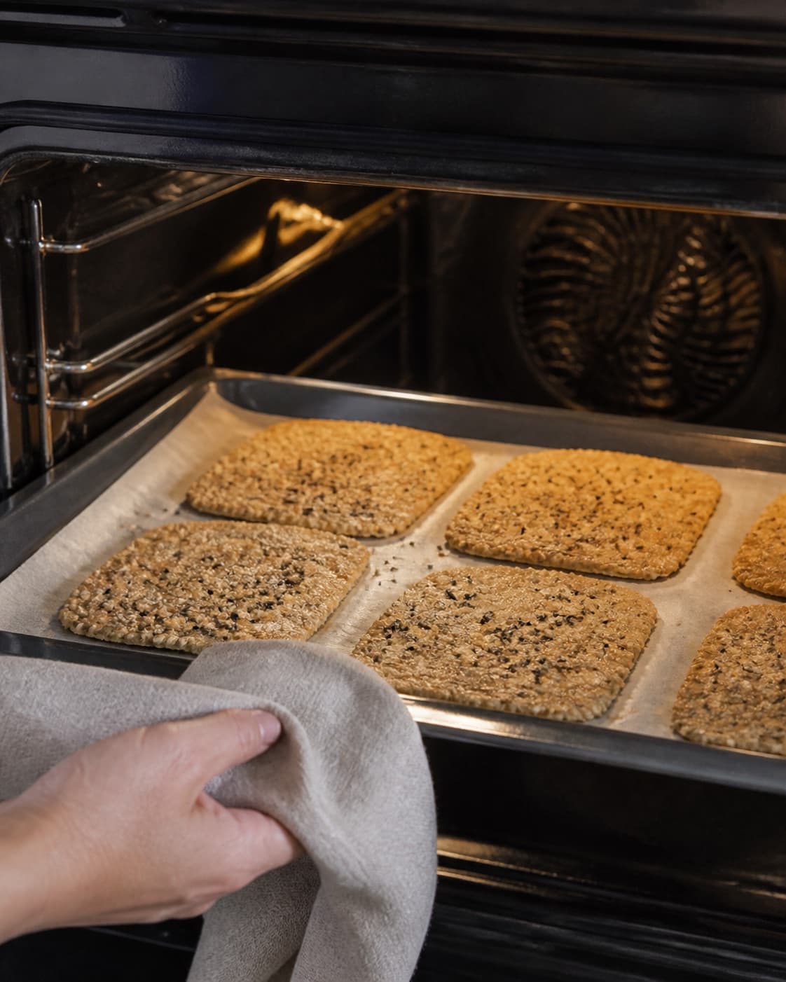 knækbrød med polentamel baking until golden with a visibly set centre under tilberedningen af knækbrød med polentamel