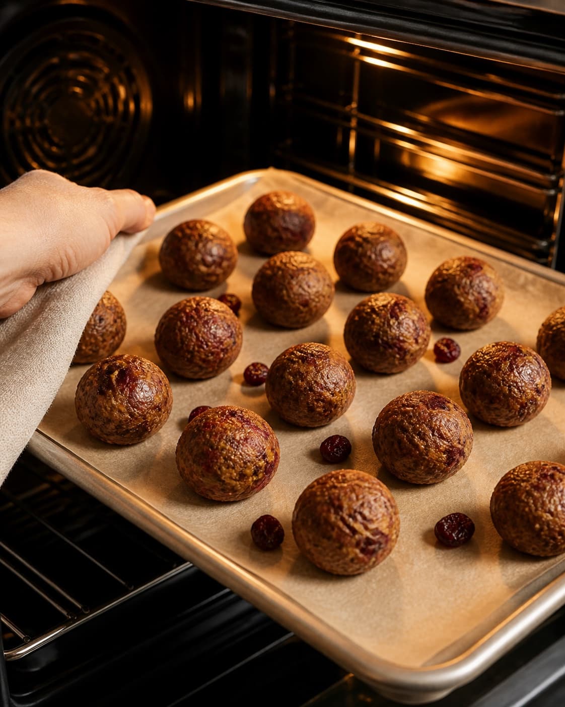 dadelkugler med lakrids og tranebær baking until golden with a visibly set centre under tilberedningen af dadelkugler med lakrids og tranebær