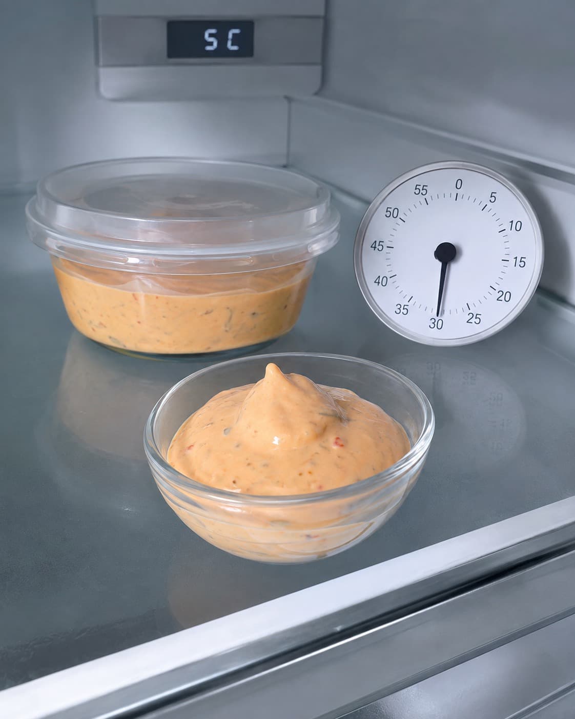 Burgerdressing modner tildækket 30 minutter ved højst 5 grader