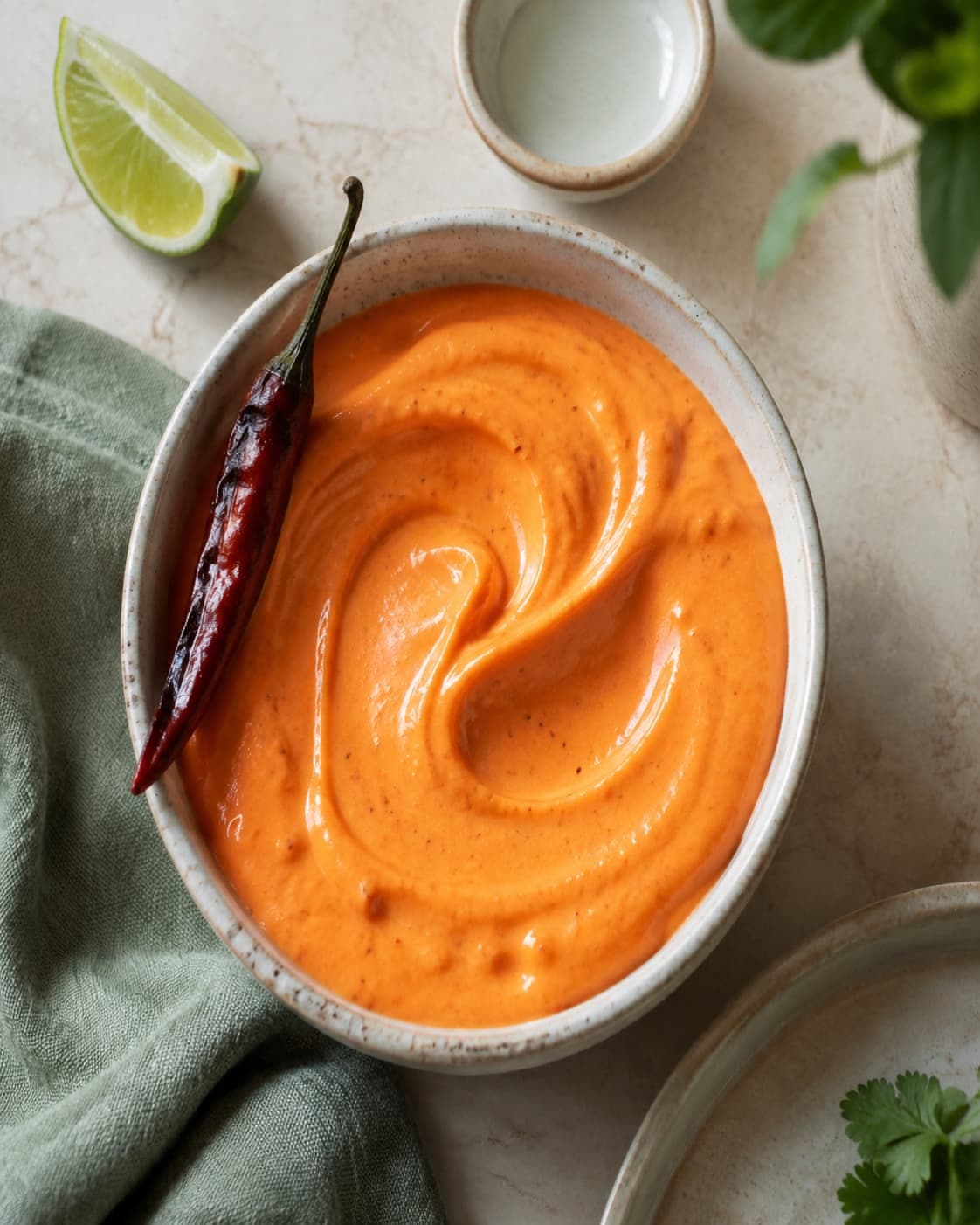 Chilimayonnaise smages til efter kølig hvile og justeres med vand
