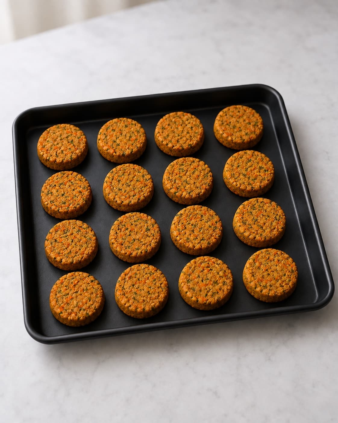 Seksten falafler airfryes ved 190 grader til mindst 75 grader