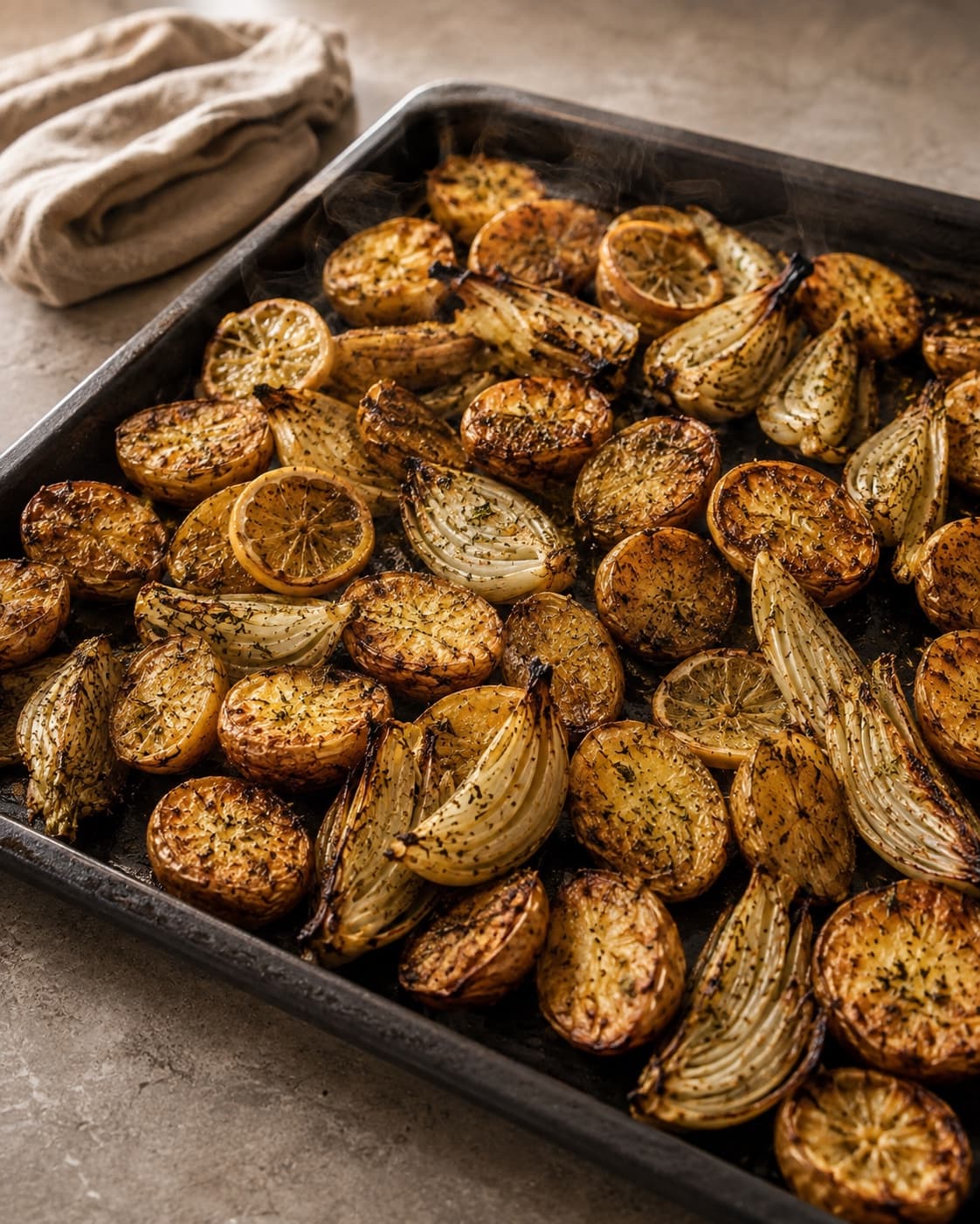 Citronkartofler og fennikel ristes til 94 grader