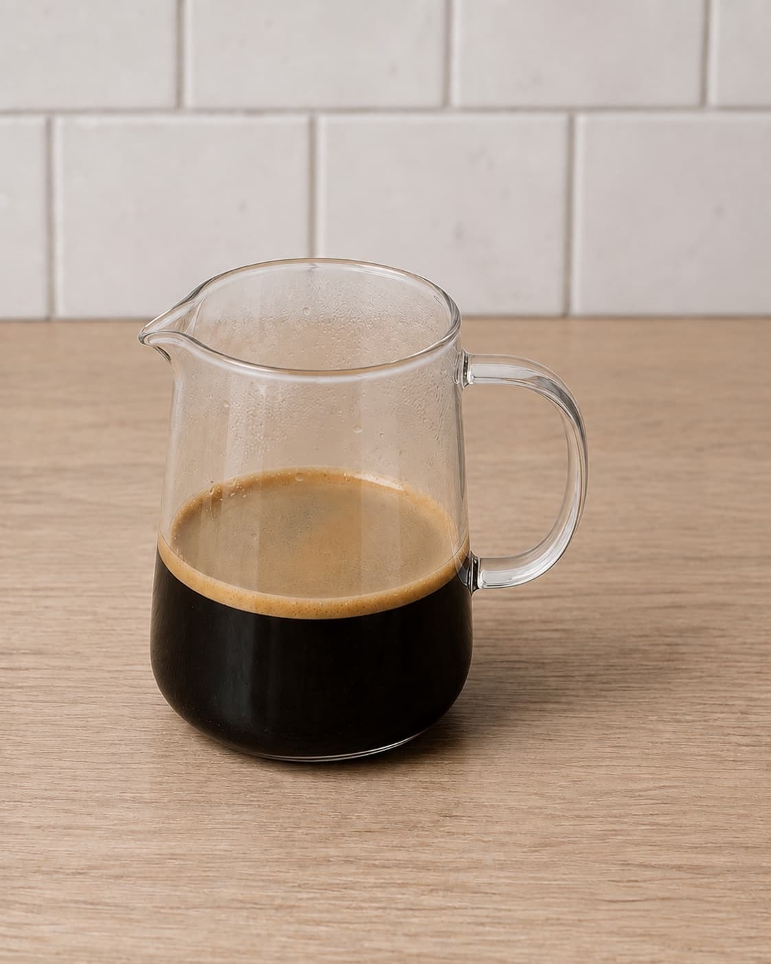 Stærk espresso brygges som 180 gram ved 65 grader