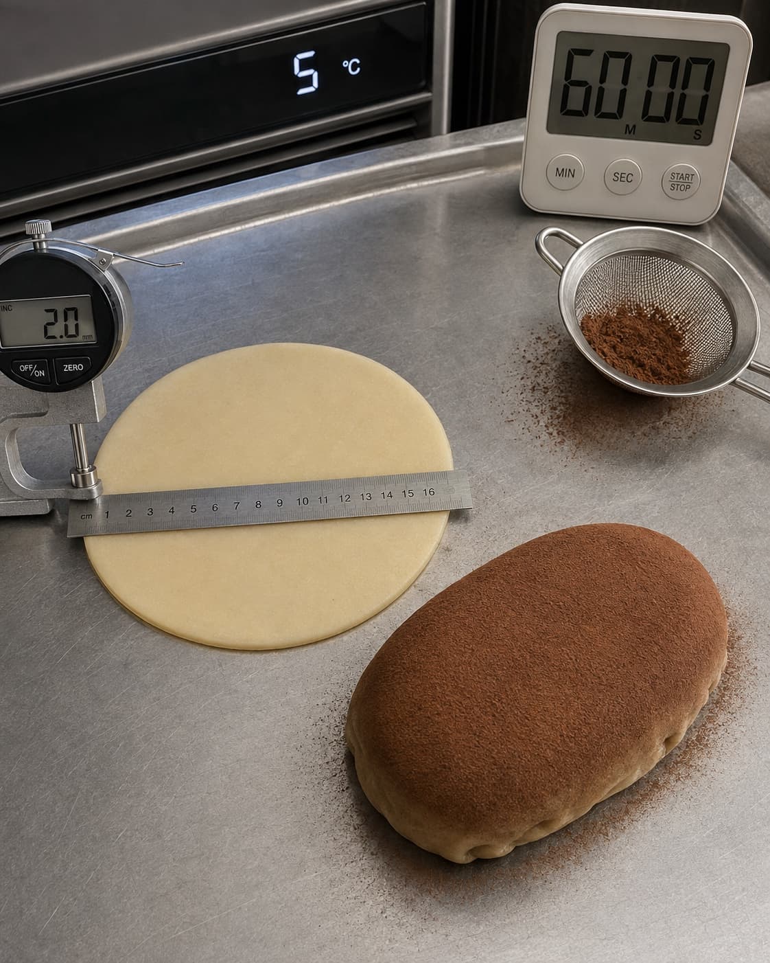 Kartoffelkage dækkes med 2 millimeter marcipan og køles 60 minutter