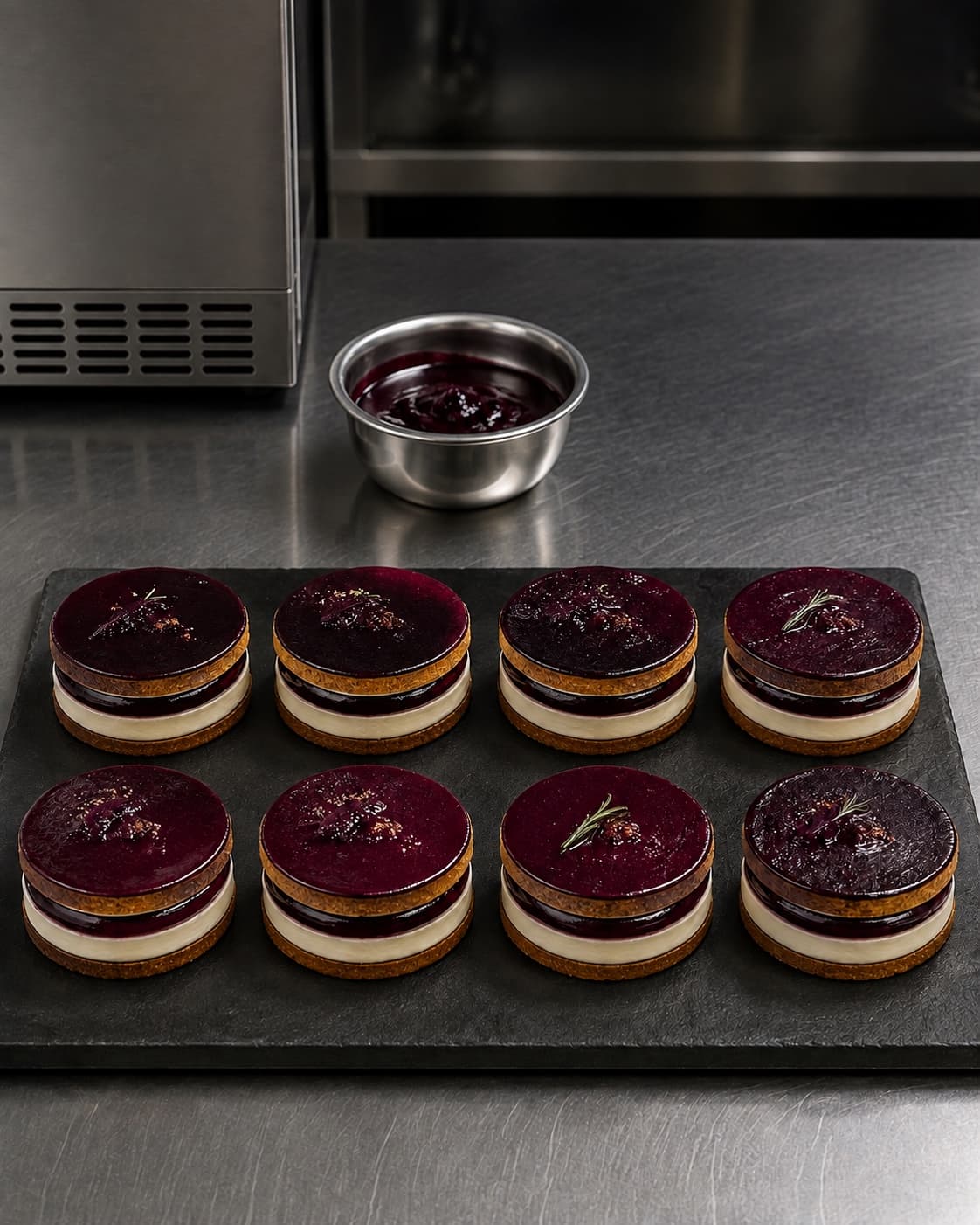 Otte medaljer samles med 25 gram solbærcreme og 2 millimeter glasering