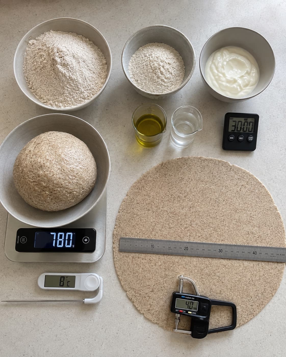 Galettedej på 780 gram køles til 8 grader og rulles til 40 centimeter