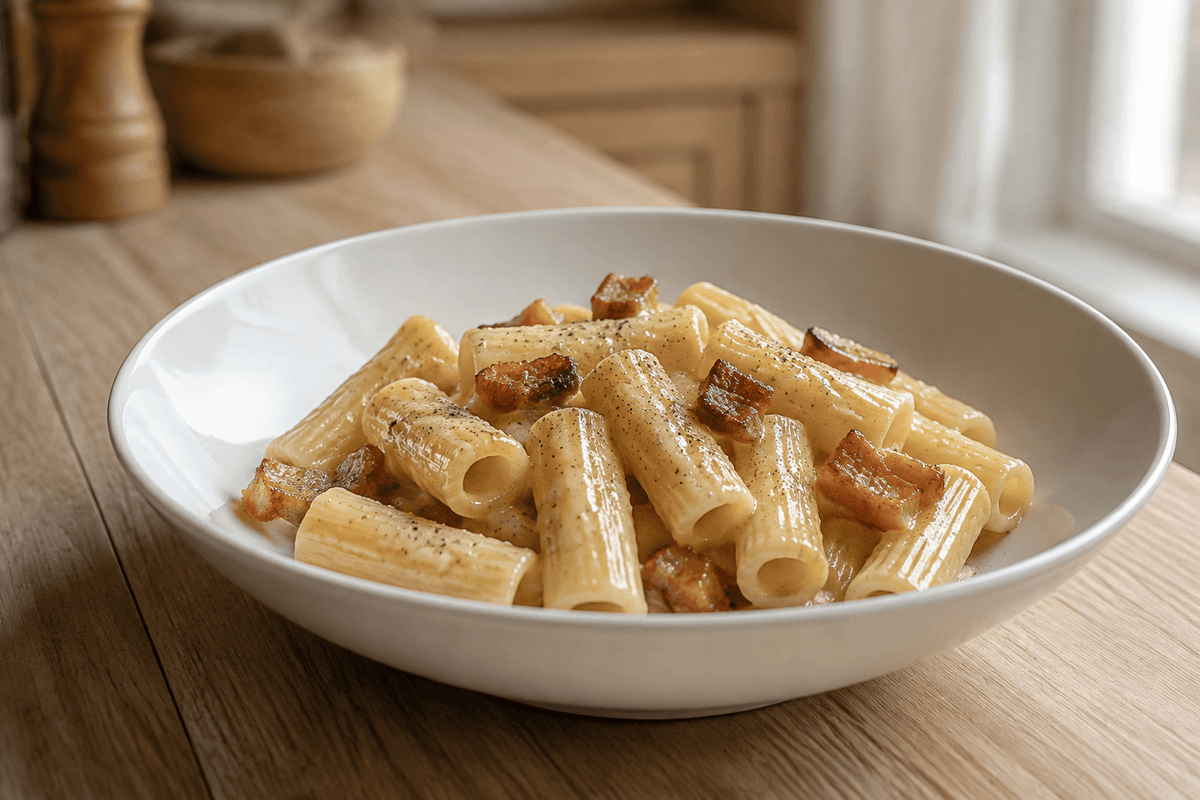 Pasta alla gricia anrettet som én portion