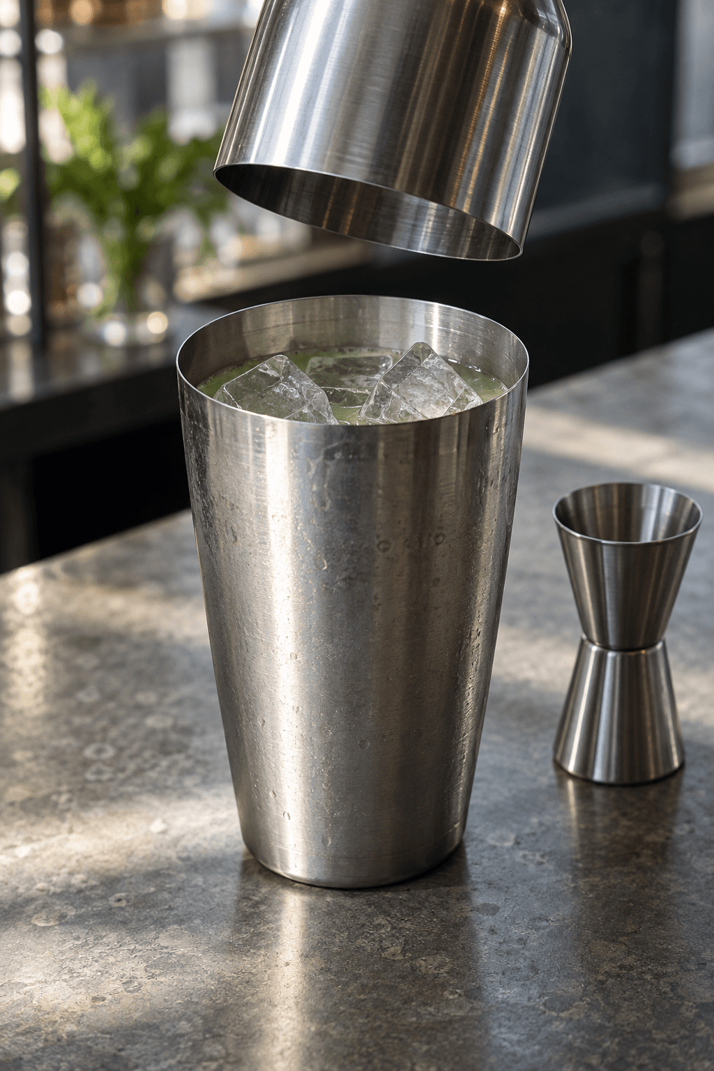 Klar Clear Cell-base med agurk, lime og citrongræs shakes over stor is