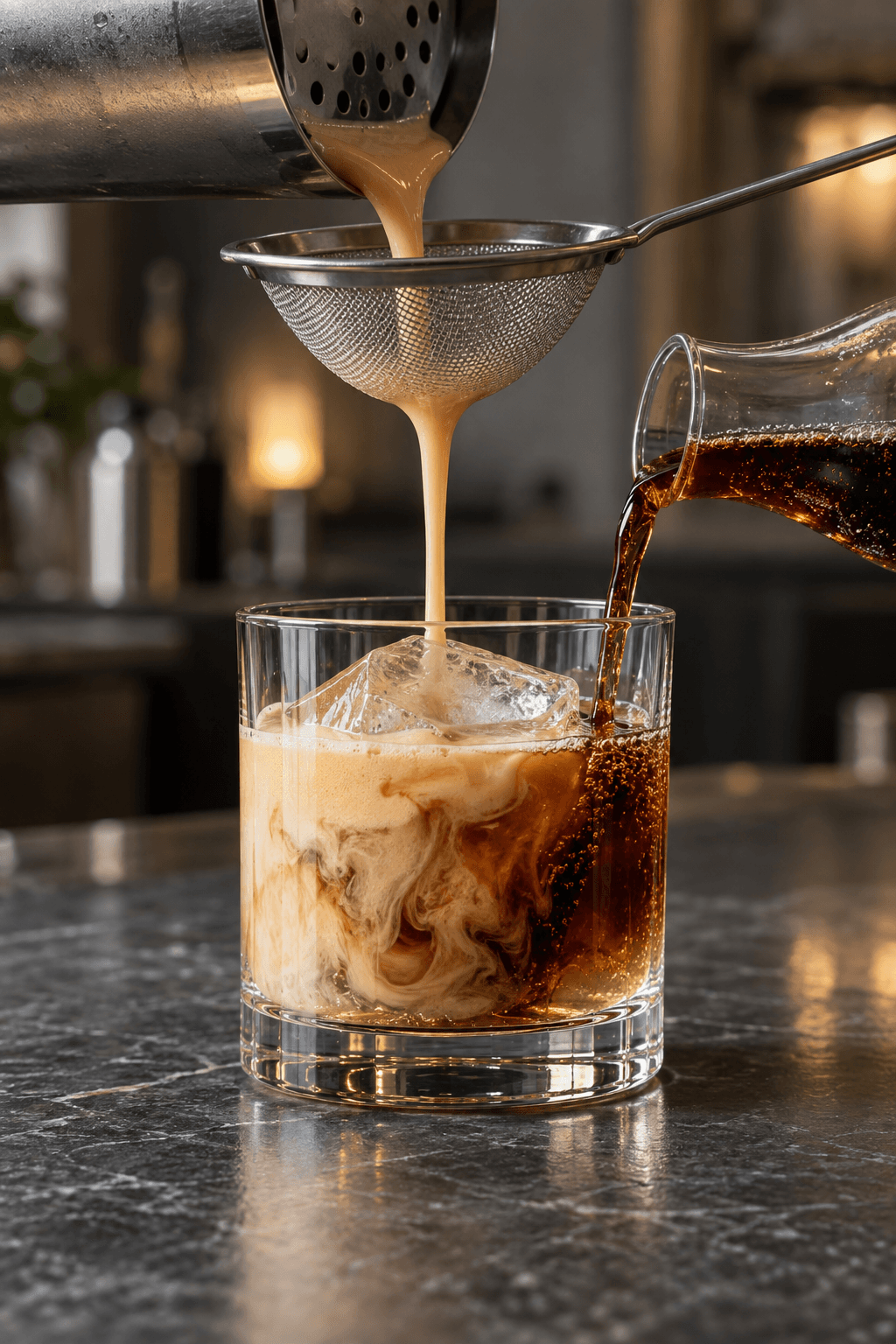 Colorado Bulldog fin-sies over is og toppes forsigtigt med cola