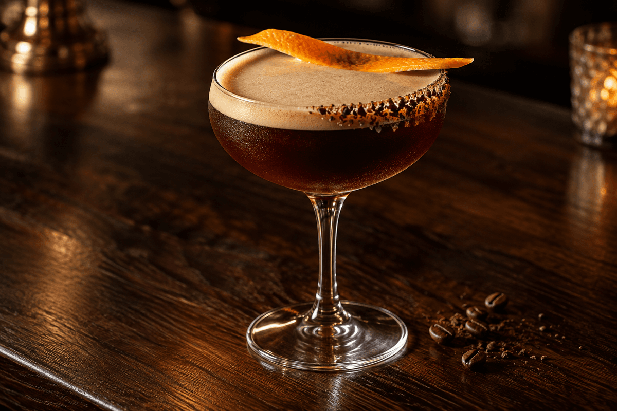 El Toro cocktail med tequila, espresso, appelsin og halv kakaokant