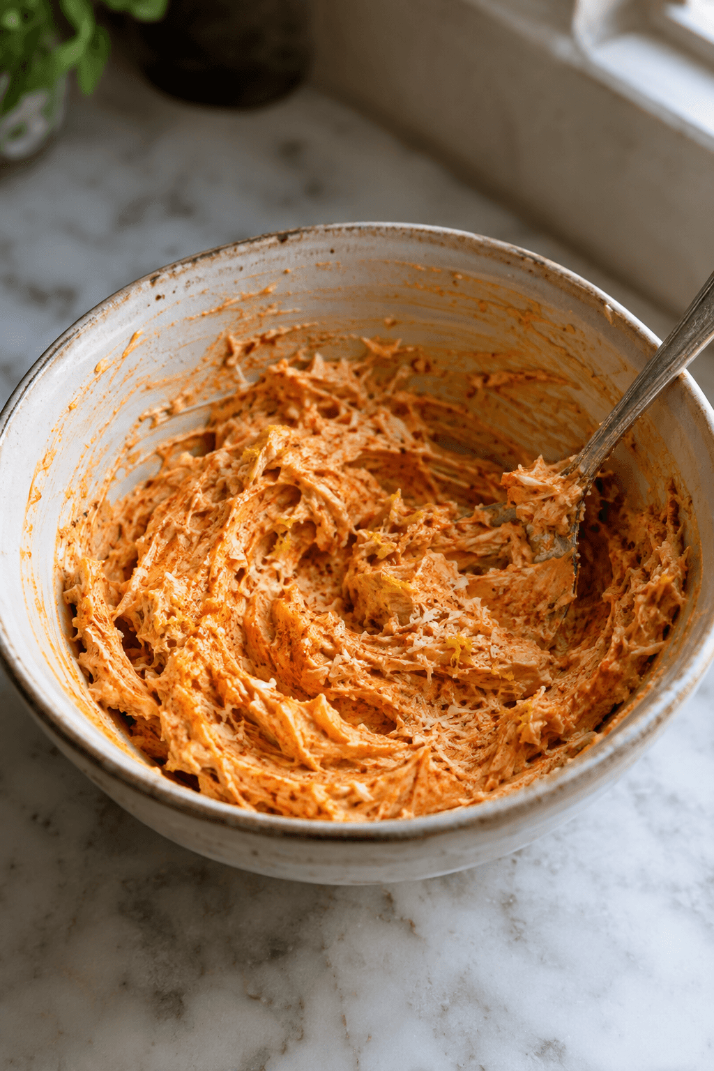 Blødt smør røres med parmesan, røget paprika, citron og hvidløg