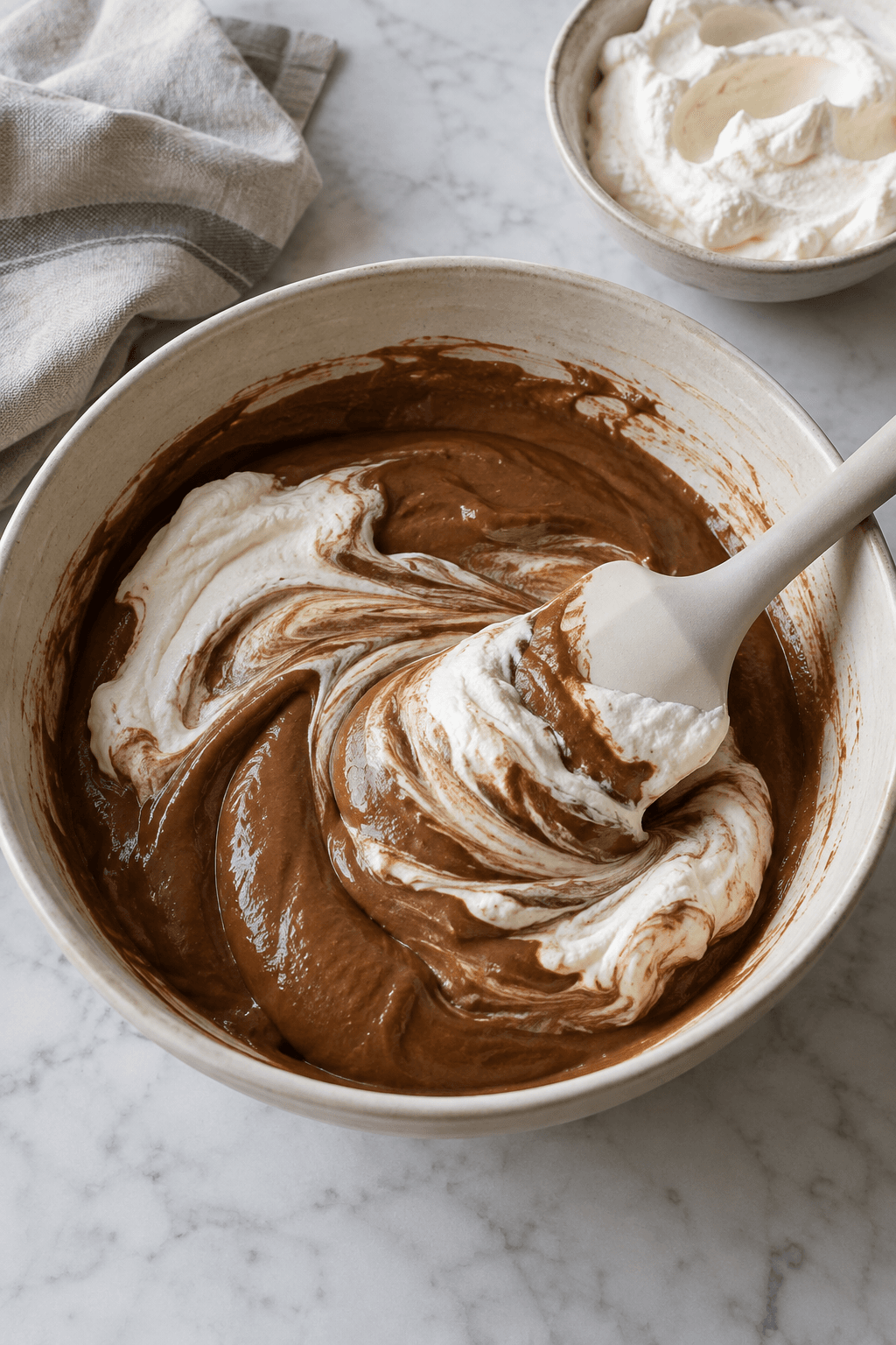 Flødeskum foldes i chokolade-kaffecreme