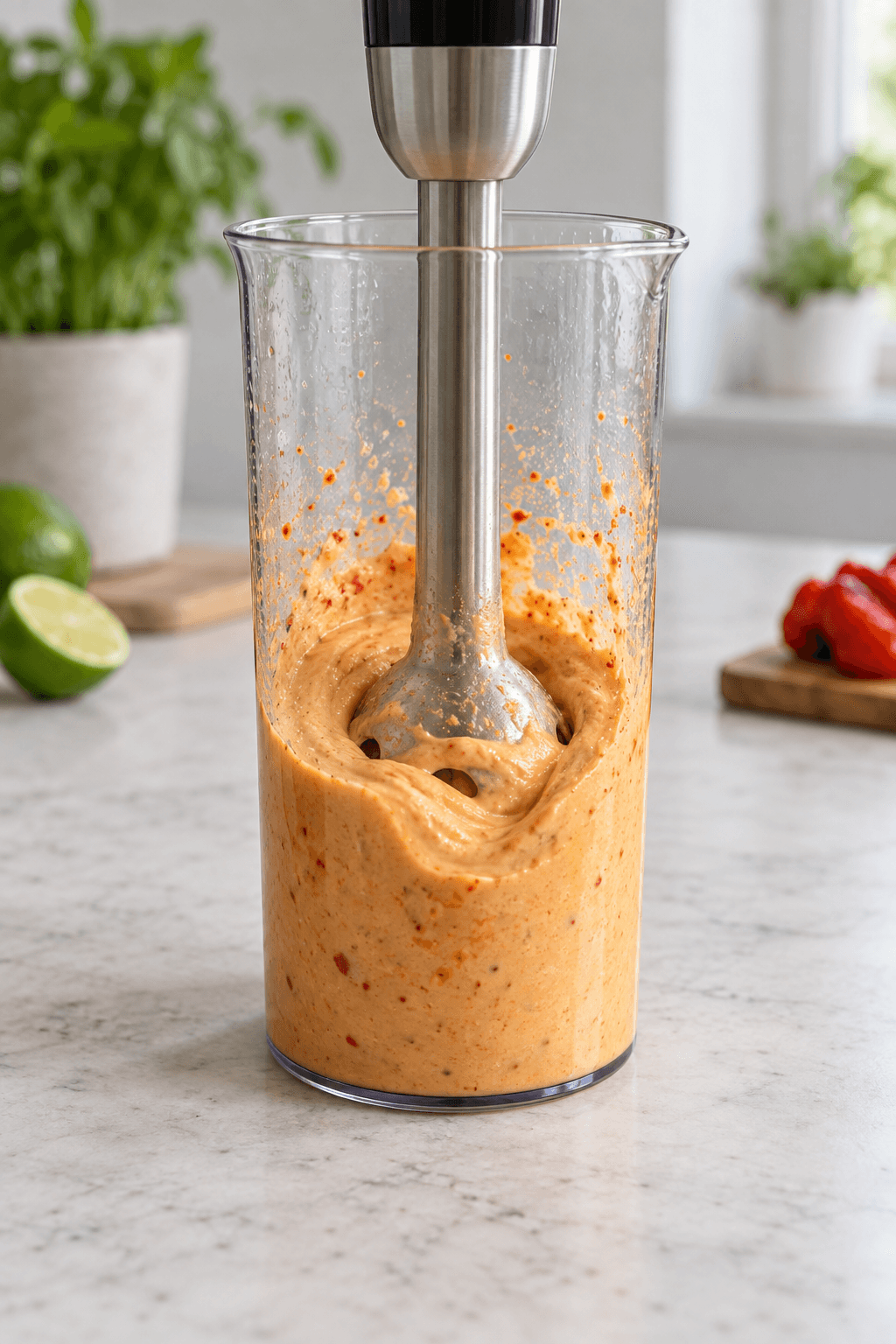 Røget cashew-limedip blendes glat i én kande med én stavblender