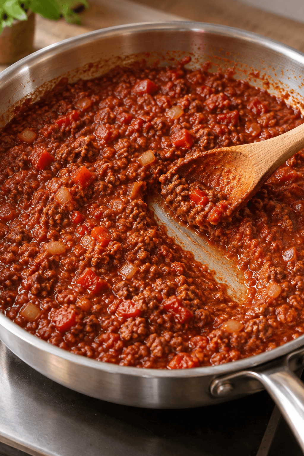 Oksekød og peberfrugt koges i en tæt tomatsauce med røget paprika