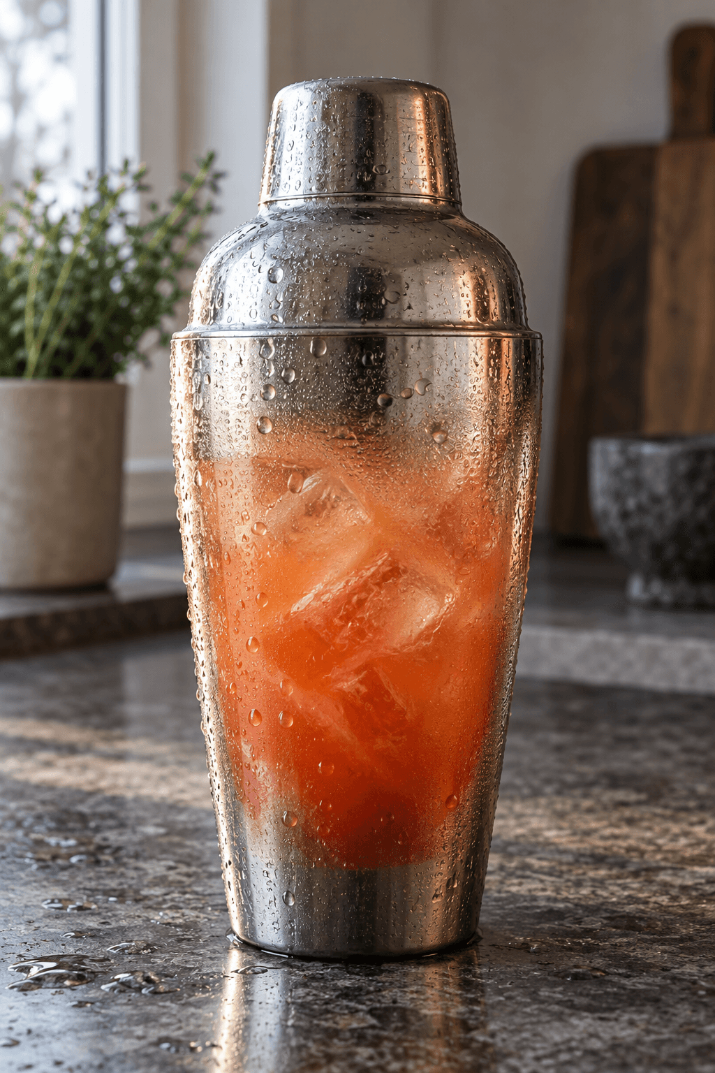 Orange-rød Southern Screw-base shakes kold med store isterninger