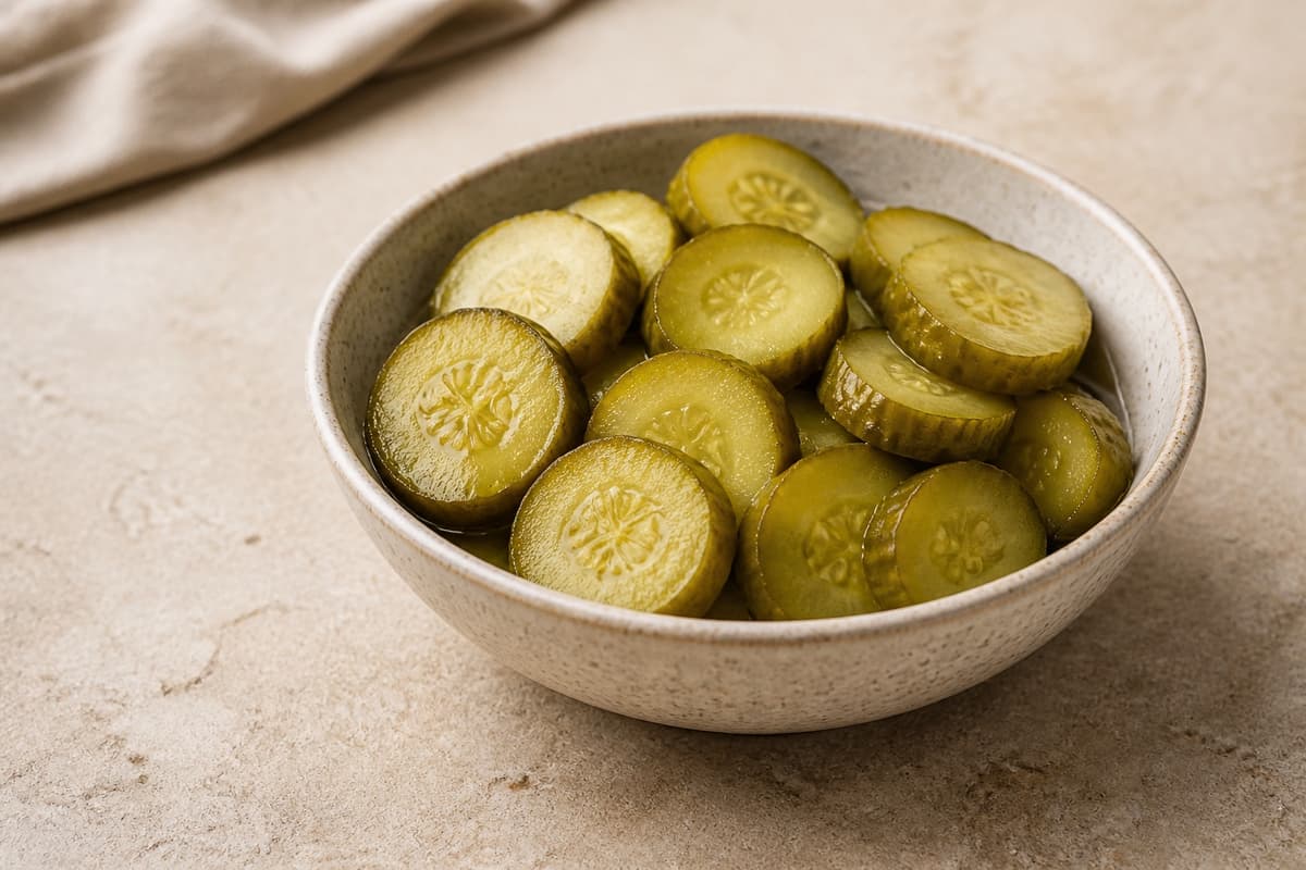 Agurkepickles fotograferet i naturligt nordisk køkkenlys