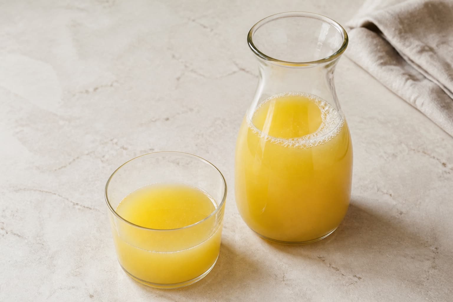 Ananasjuice fotograferet i naturligt nordisk køkkenlys