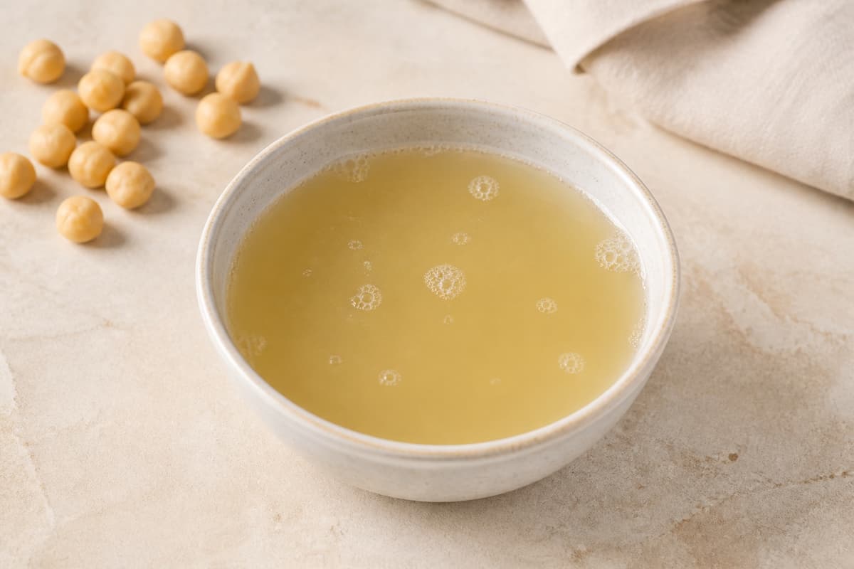 Aquafaba fotograferet i naturligt nordisk køkkenlys