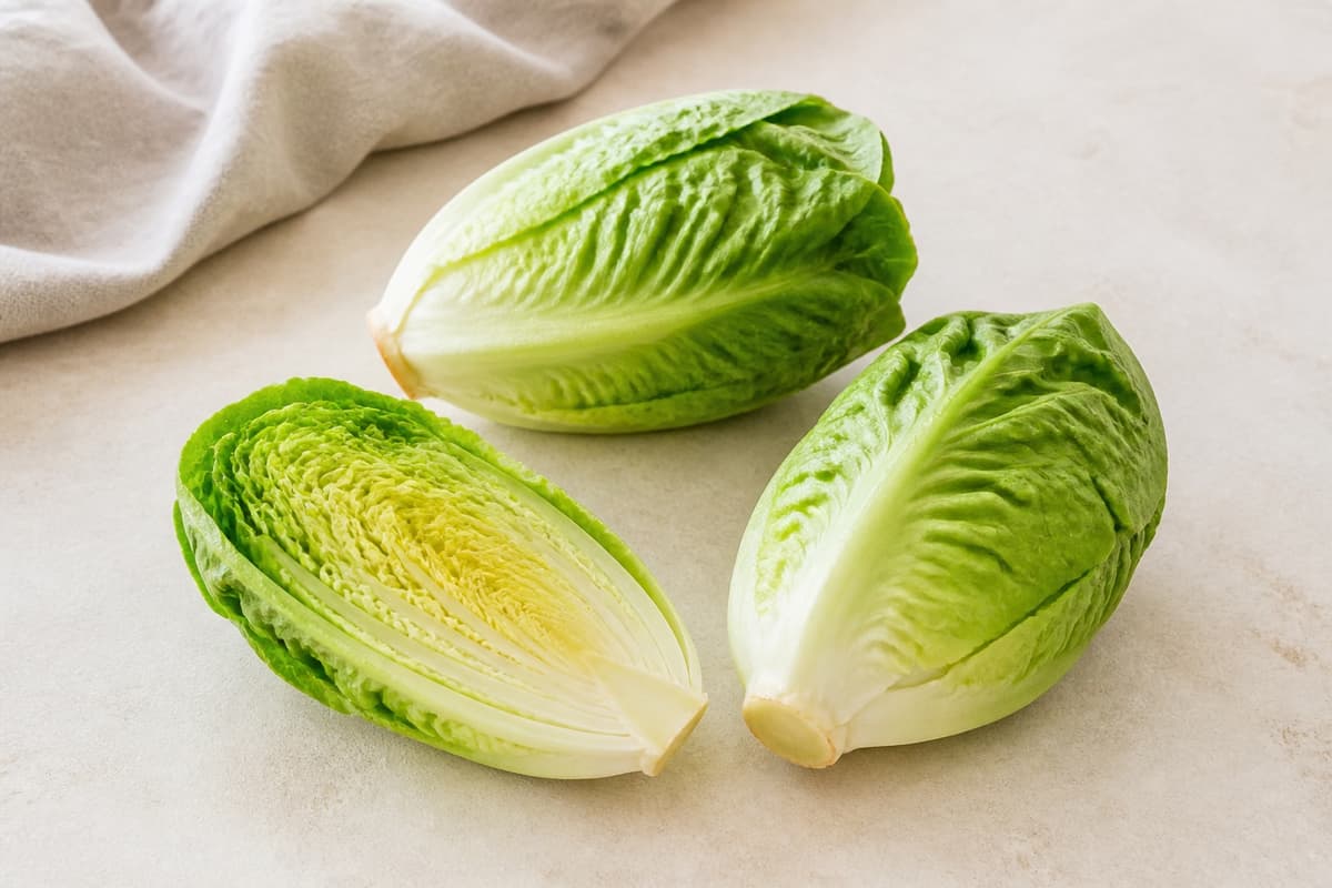 Baby gem salat fotograferet i naturligt nordisk køkkenlys