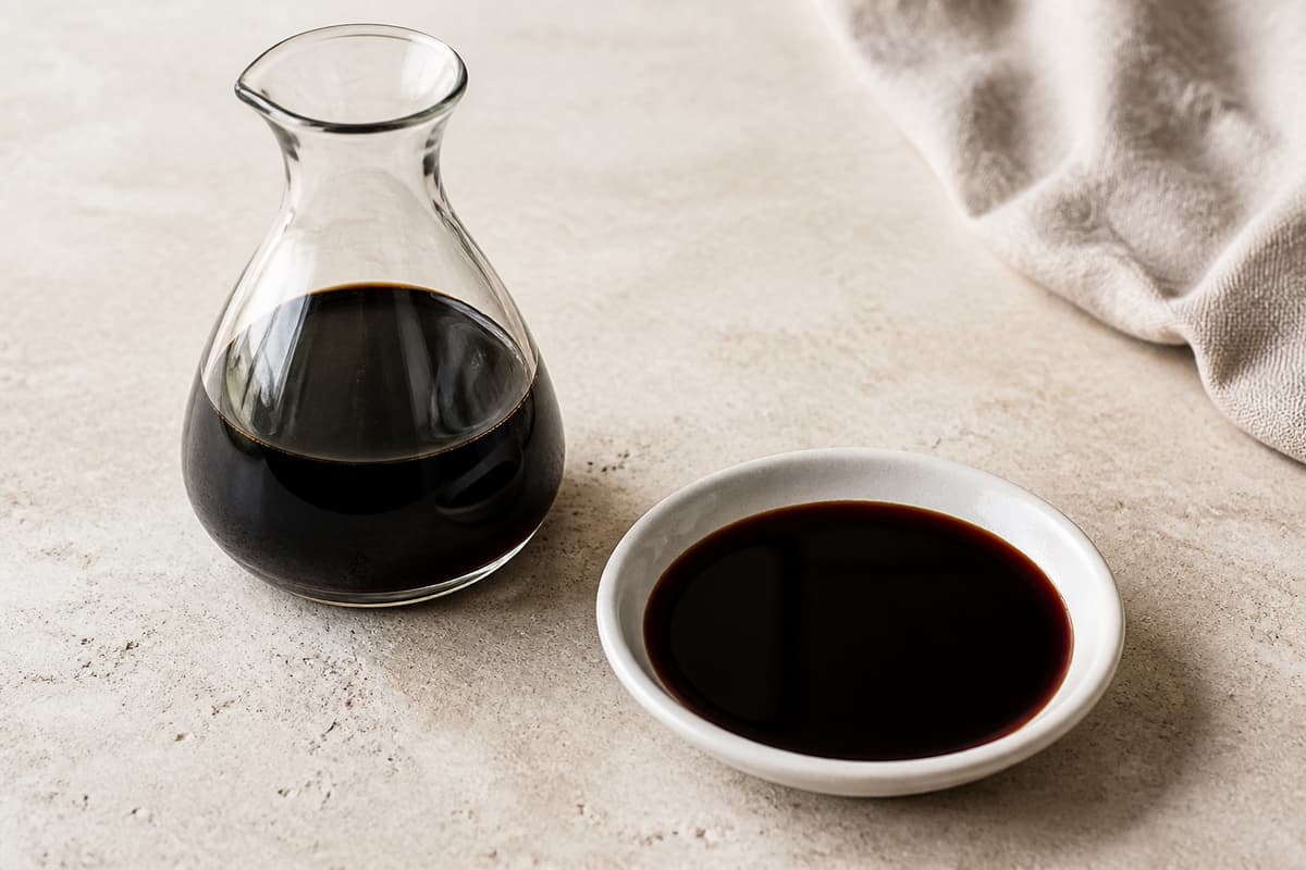 Balsamicøddike fotograferet i naturligt nordisk køkkenlys
