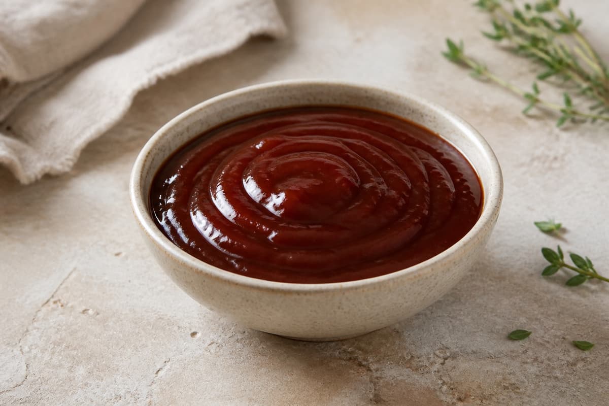 Barbecuesauce fotograferet i naturligt nordisk køkkenlys