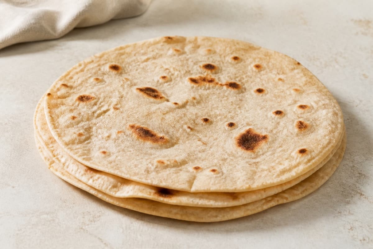 Chapati fotograferet i naturligt nordisk køkkenlys