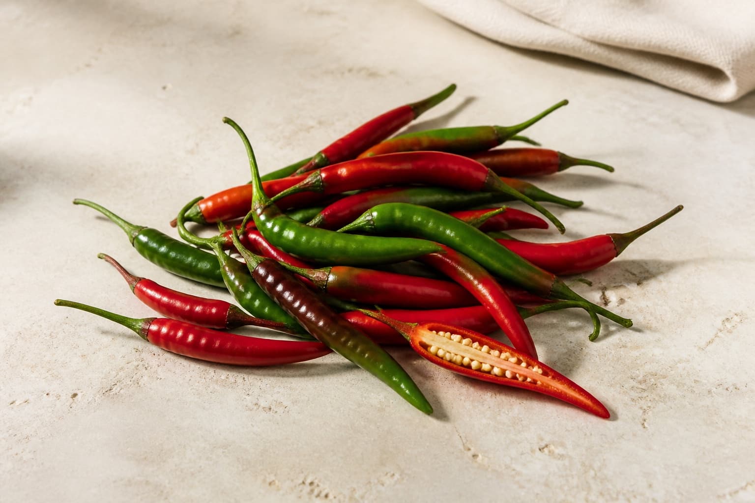 Chili fotograferet i naturligt nordisk køkkenlys