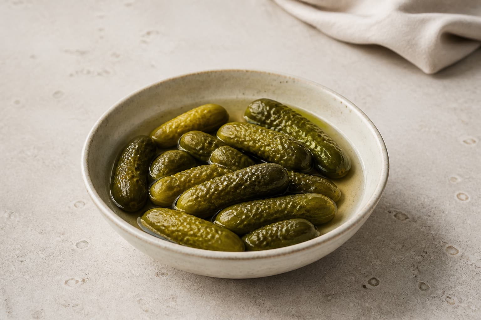 Cornichoner fotograferet i naturligt nordisk køkkenlys