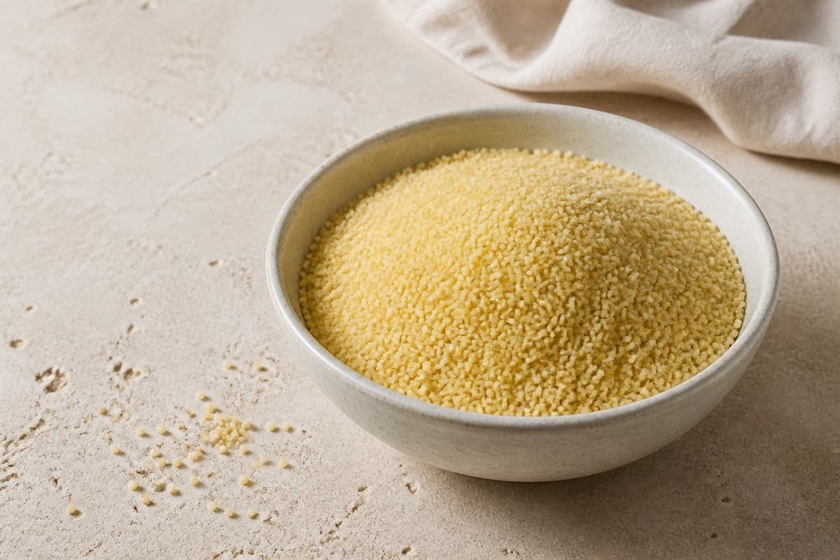 Couscous fotograferet i naturligt nordisk køkkenlys