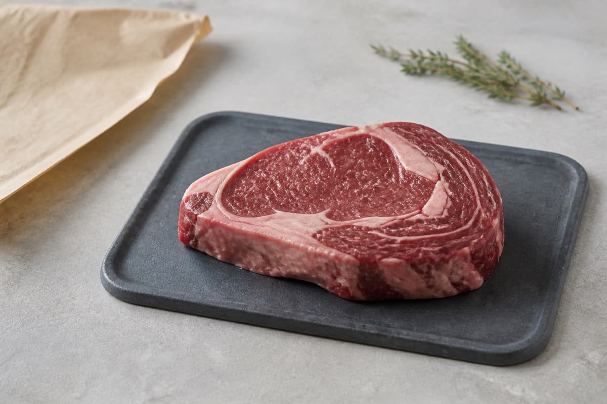Entrecôte fotograferet i naturligt nordisk køkkenlys