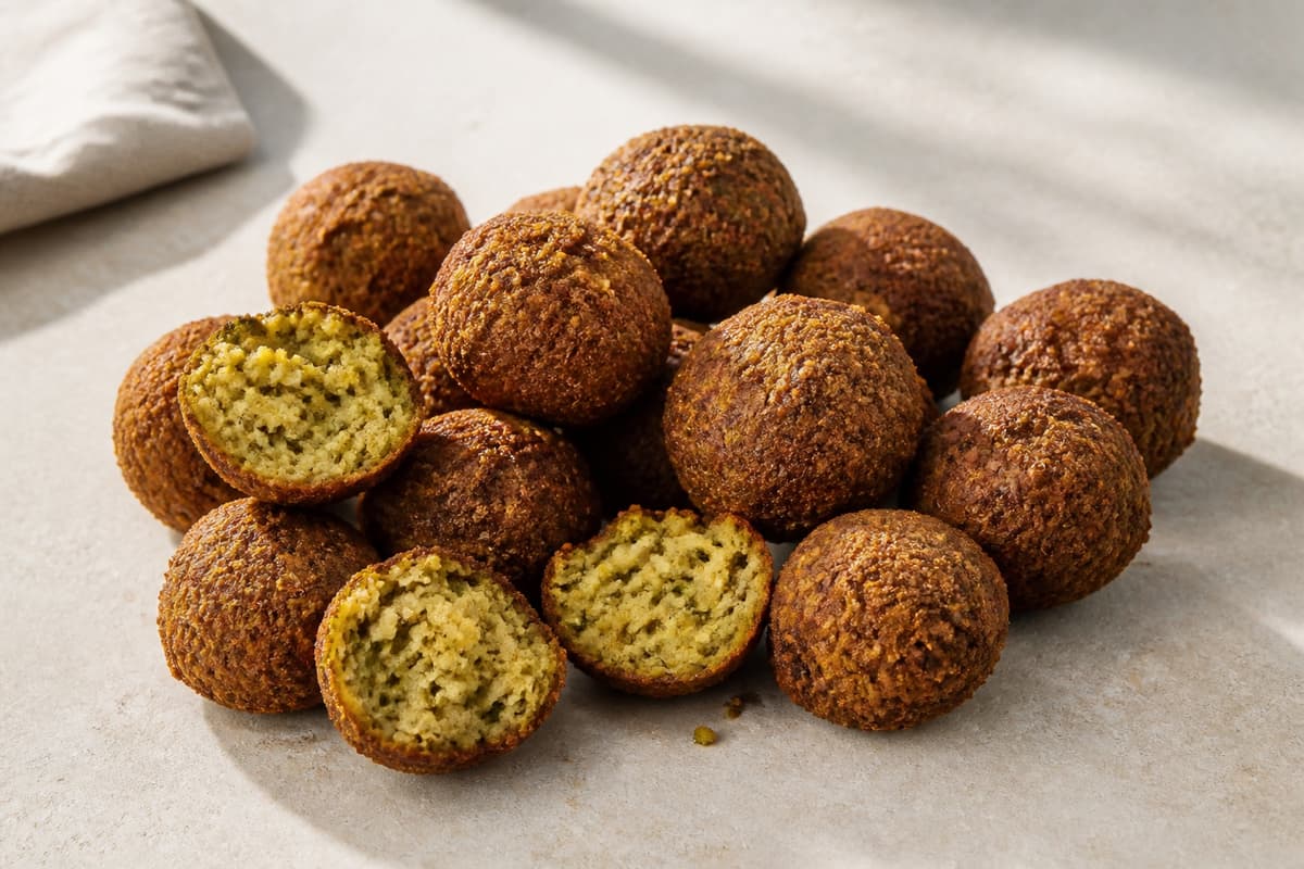 Falafler fotograferet i naturligt nordisk køkkenlys