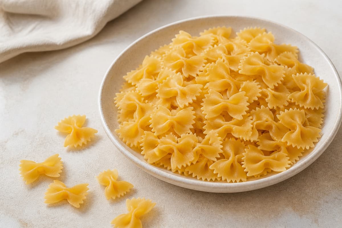 Farfalle fotograferet i naturligt nordisk køkkenlys