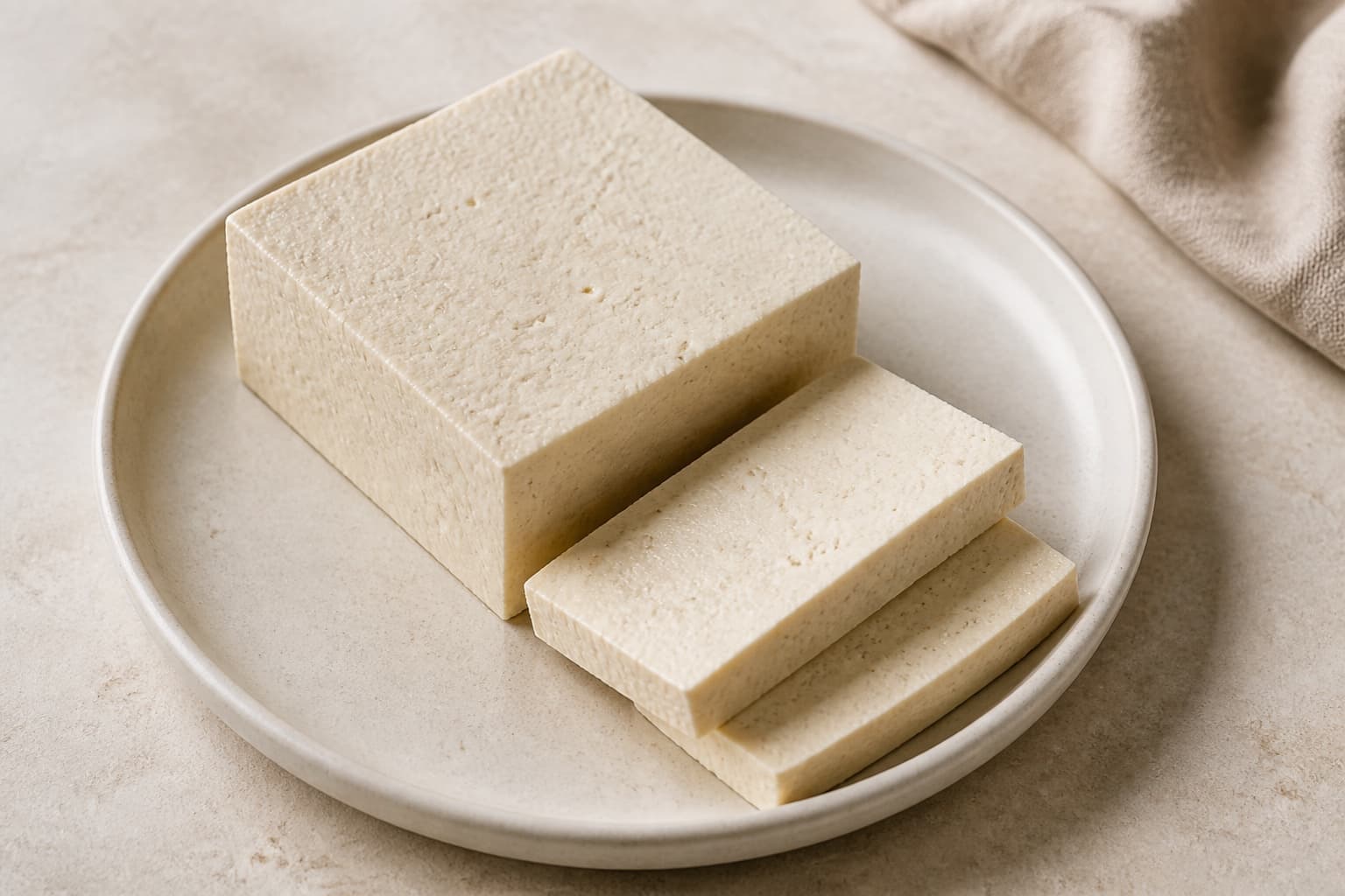 Fast tofu fotograferet i naturligt nordisk køkkenlys
