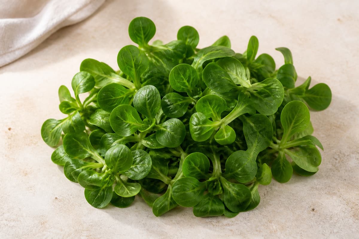 Feldsalat fotograferet i naturligt nordisk køkkenlys